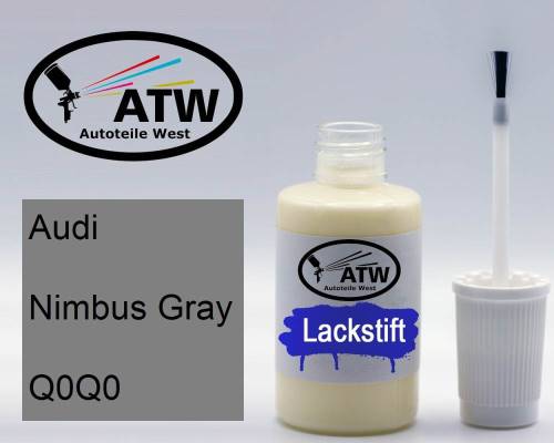 Audi, Nimbus Gray, Q0Q0: 20ml Lackstift, von ATW Autoteile West.